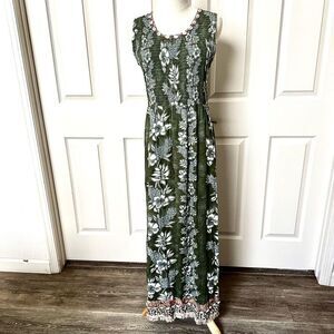 Faith long green seashell trim  Hawaiian dress